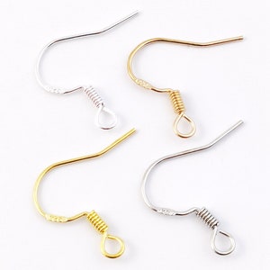 50stk 925 Silber Ohr Haken, Silber Gold Ohrring Haken, 925 Gestempelt Haken, Französisch Ohrhaken Schmuckzubehör 16 mm
