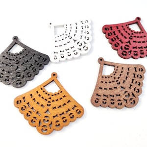 20pcs Wooden Earring Charms, Color Plated Wood Pendant, Fan Shape Wooden Earring Pendants, Wood Supply Findings 34x40mm