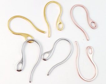 20pcs 316 Stainless Steel Ear Hooks, Gold Earring Hooks, French Ear Wire Hooks, Jewelry Findings 12x21mm