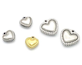 10pcs Stainless Steel Heart Charm, Heart Bead, Gold Heart Add on Charm, Stainless Steel Findings 10mm 15mm