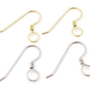 50個 316L ステンレススチール イヤーフック、ラージループイヤリングフック、イヤーワイヤー、ジュエリー金具用品 20 x 25 mm