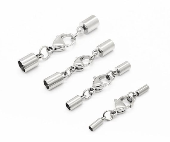 10 Sets Stainless Steel Lobster Clasps, Weight Cap, Leather End