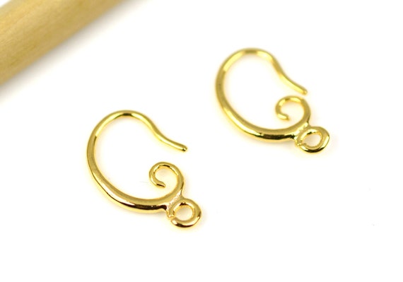 Brass Earring Hooks 24K Real Gold Plated Brass Earring Wires