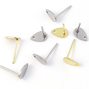 20pcs Stainless Steel Teardrop Post, Post Earring, Drop Earring Blank Stud, Steel Ear Posts, DIY Jewelry Making 5x8mm