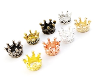 30pcs Crown Charms, Antique Silver Crown Pendant, Alloy 3D Crown Charm, Crown Necklace Pendant, DIY Findings Supplies 7x10mm