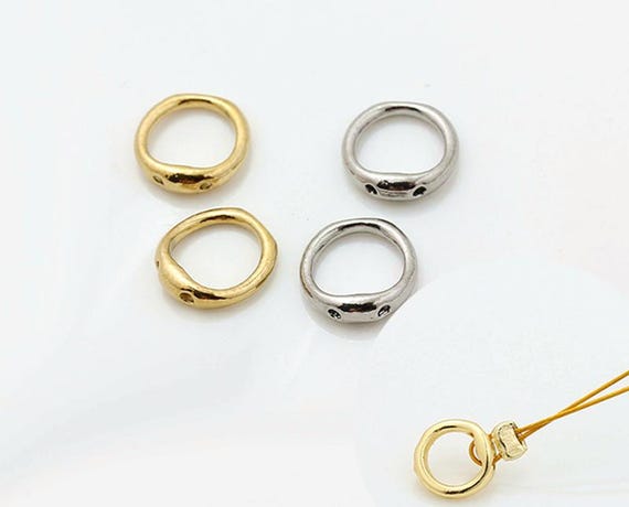 10pcs Stainless steel Two Holes Connector Ring, Round Wire Protectors, End Tips Closed Ring For DIY Jewelry Making Accessories 5mm 6mm 8mm
