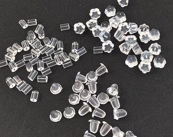 500pcs Transparent Earring Back Stoppers, Rubber Earring Backs, Silicone Bullet Shape Ear Plugs, Blocked Caps, DIY Jewelry Findings