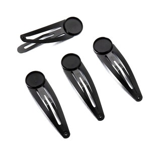 10pcs Hair Clips, Color Plated Hair Clip with Base Setting, Metal Hair Clip Cabochon Base, Black Plated Hair Pin, Bobby Pins 10-20mm Basemm Black