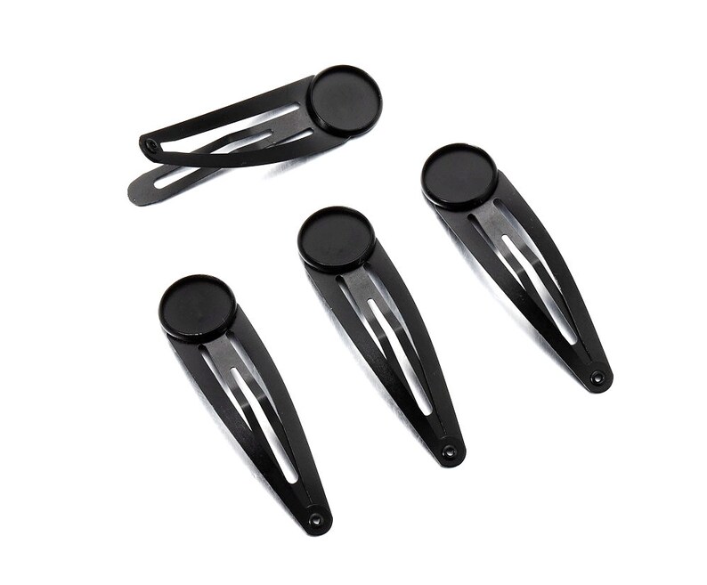 10pcs Hair Clips, Color Plated Hair Clip with Base Setting, Metal Hair Clip Cabochon Base, Black Plated Hair Pin, Bobby Pins 10-20mm Basemm Black