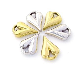 5pcs Stainless Steel Heart Charm, Heart Pendant, Gold Plated Heart Earring Charm, Stainless Steel Findings 13x19mm