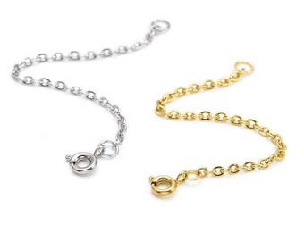 5 cadenas de acero inoxidable con cierre de resorte, resistentes al deslustre, para collares, cadenas extensoras, accesorios para joyería de 3 a 10 cm.