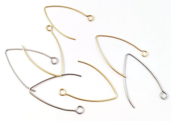 50pcs Stainless Steel V Shape Ear Hooks, Gold V Hooks for Making Earrings, French Hooks, Stainless Steel Hook Findings 30mm 40mm