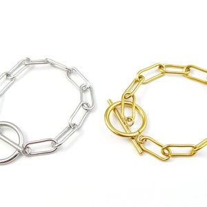 Stainless Steel Chain Bracelet, Toggle Clasp Link Chain Bracelet, Oval Links Bracelet, Jewelry Findings Supplies 18mm 21mm 23mm