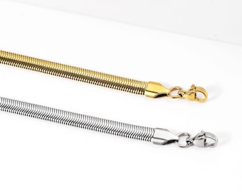 5pcs Stainless Steel Snake Chain Necklace, Flat Snake Chain with Clasp, Steel Necklace Chain Clasp, Jewlery Findings 45cm 50mm 60mm