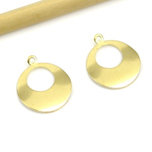 Brass Circle Charms , Raw Brass Round Earrings and Pendant , Brass Circle Earring Findings , Jewelry Supplies 22x19x0.83mm