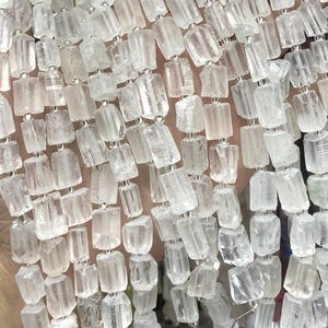 8 x 12 mmのルースストーンブロックビーズ1連、フロスト加工のクリアクリスタルストーンビーズ、DIYジュエリー製作用のファセットカットジェムストーンビーズ