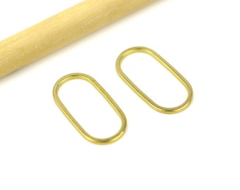 Brass Oval Charms - Raw Brass Oval Earring Pendant - Bagues ovales, Bijoux Fournitures Constatations 21x10.5x1mm
