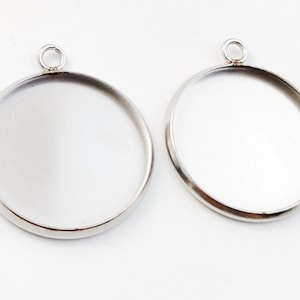 20pcs Stainless Steel Cabochon Base Settings, Cameo Setting Pendant Tray, Bezel Pendant for Jewelry Making 8/10/12/14/16/18/20/25/30mm