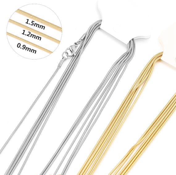 Chaîne Serpent Acier Inoxydable Dorée 20m - 0.5mm Ou 1mm Pour Bijoux Et Bricolage