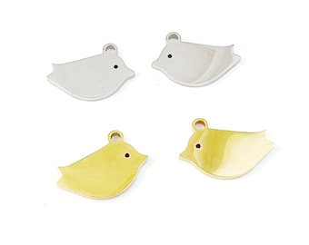 10pcs Stainless Steel Bird Charm, Bird Pendant, Gold Plated Bird Earring Charm, Stainless Steel Findings 15x10mm