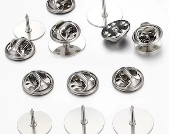 20 broches de acero inoxidable, alfileres de dispersión, alfileres de etiqueta en blanco, alfileres de presión, accesorios para alfileres de broche de 2 a 14 mm