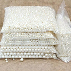 50/100 / 400 Stück Nachahmung Perlen, weiß off white Acrylperlen, Harz runde Perlen Perlen für DIY Handwerk Schmuck machen 3 mm bis 20 mm