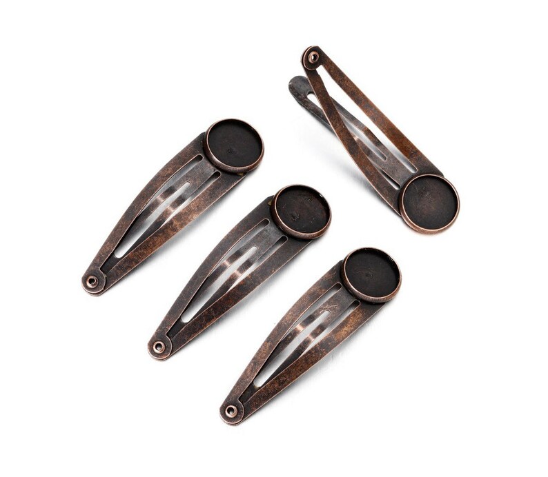 10pcs Hair Clips, Color Plated Hair Clip with Base Setting, Metal Hair Clip Cabochon Base, Black Plated Hair Pin, Bobby Pins 10-20mm Basemm Antique Copper