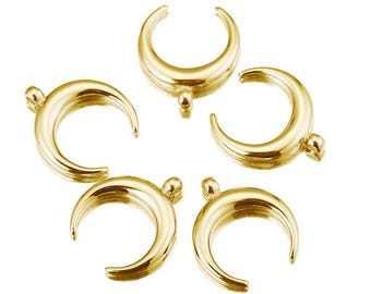 5pcs Stainless Steel Moon Charm, Crescent Moon Pendant, Gold Plated Moon Earring Charm, Moon Necklace, Stainless Steel Findings 12x13mm