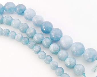 1 Strand Aquamarine Stone Beads, Natural Aquamarine Gemstone Beads, Blue Jasper Bracelet Beads For DIY Craft Jewelry Making 4mm 6mm 8mm 10mm