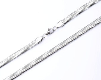 HUILEMEI Stainless Steel Snake Chain Necklace – 5pcs Set, 1.5/2.4/3.2mm Sizes For Men & Women