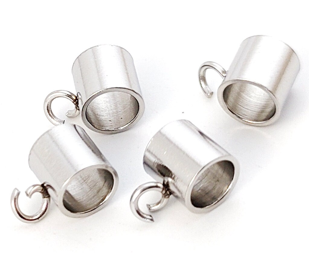 thumbnail interactive-video image 1 of 100pcs 304 Stainless Steel Bail Beads – Smooth Rondelle Pendant Hangers – 11mm 1 of 4
