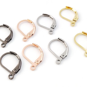30pcs Stainless Steel French Ear Wire Earring Hooks, Leverback Ear Hook, Leverback Earring Findings 16x10mm
