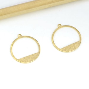Brass Round Charms, Brass Textured Earring Charm, Raw Brass Hollow Circle Pendant, Jewelry Supplies 22.3x20.5x0.85mm