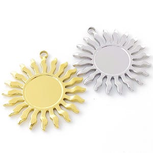 5pcs Stainless Steel Sun Charm, Sun Pendant, Gold Plated Sun Earring Charm Pendants, Stainless Steel Findings 35mm