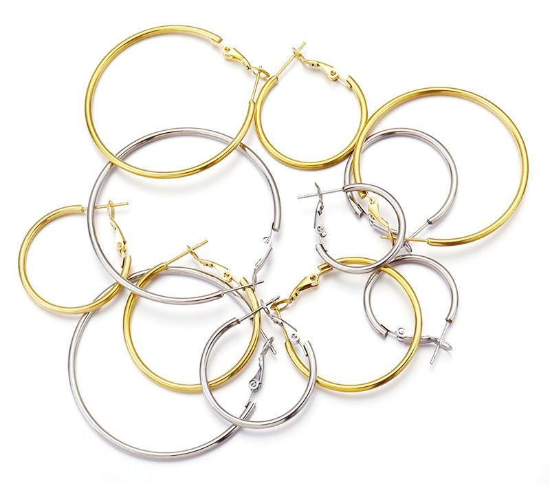 10pcs Hoop Earring Blanks, Round Big Circle Hoop Earrings, Snap Hoop Earring, DIY Jewelry Making Ear Hook 20mm 25mm 30mm 35mm 40mm 50mm 60mm