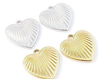 4pcs Stainless Steel Heart Charm, Heart Pendant, Gold Plated Heart Earring Charm, Stainless Steel Findings 18mm