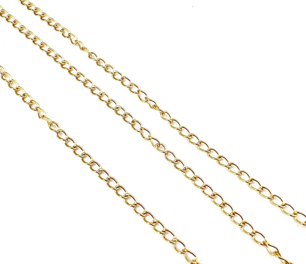 5 Meters Stainless Steel Twisted Link Chain, Gold Curb Chains, Soldered