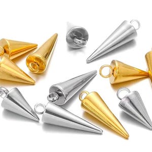 30pcs Stainless Steel Spike Pendants, Spike Bead, Stainless Steel Arrow Head Charm, Earrings Findings, Bracelet Charm for Jewelry Making