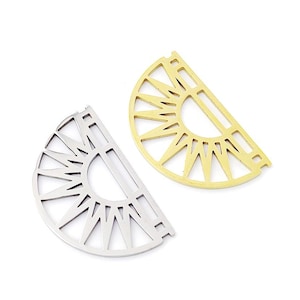4pcs Stainless Steel Sun Charm, Sun Pendant, Gold Plated Semi Circle Sun Earring Charm Pendants, Stainless Steel Findings 17x29mm