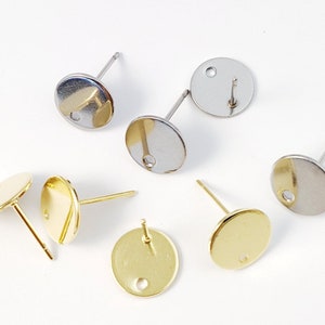 20pcs Stainless Steel Blank Earring Stud, Steel Ear Posts, Round Post Earring, Ear Pin for DIY Jewelry Making 8/10/12mm Pad