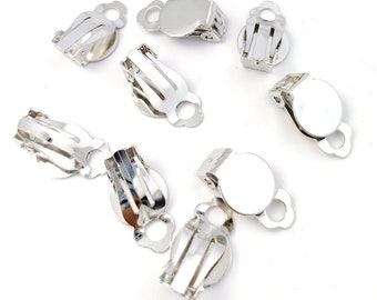 10pcs 8/10/12mm Pad Size Stainless Steel Clip on Earrings, Ear Studs, Round Pad Clip on Earring Findings