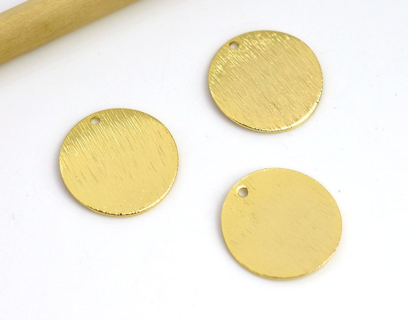 Personalized Disc Round Stamping Blank Gold Plated Findings Stamping Tags Brushed Round Disc 18x0.9mm 24k Gold Round Charms