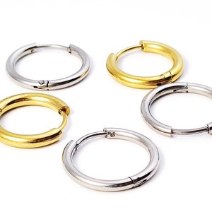 10pcs Stainless Steel Hoop Earring Blanks, Gold Round Hoop Earrings, DIY Jewelry Making Ear Hooks 12mm 14mm 16mm 18mm 20mm 22mm