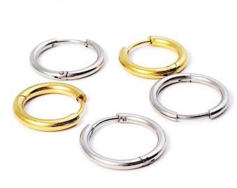 10pcs Stainless Steel Hoop Earring Blanks, Gold Round Hoop Earrings, DIY Jewelry Making Ear Hooks 12mm 14mm 16mm 18mm 20mm 22mm