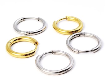 10pcs Stainless Steel Hoop Earring Blanks, Gold Round Hoop Earrings, DIY Jewelry Making Ear Hooks 12mm 14mm 16mm 18mm 20mm