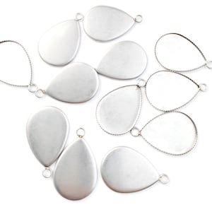 20pcs Stainless Steel Teardrop Cabochon Base Settings, Drop Shape Pendant Trays, Cameo Setting Pendants, Jewelry Making 13x18mm 18x25mm