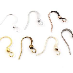 200 Stück Ohrhaken, DIY Ohrring Zubehör, Flach gepresste Ohrhaken mit Kugel, Ohrring Haken für DIY Schmuckherstellung 18mm