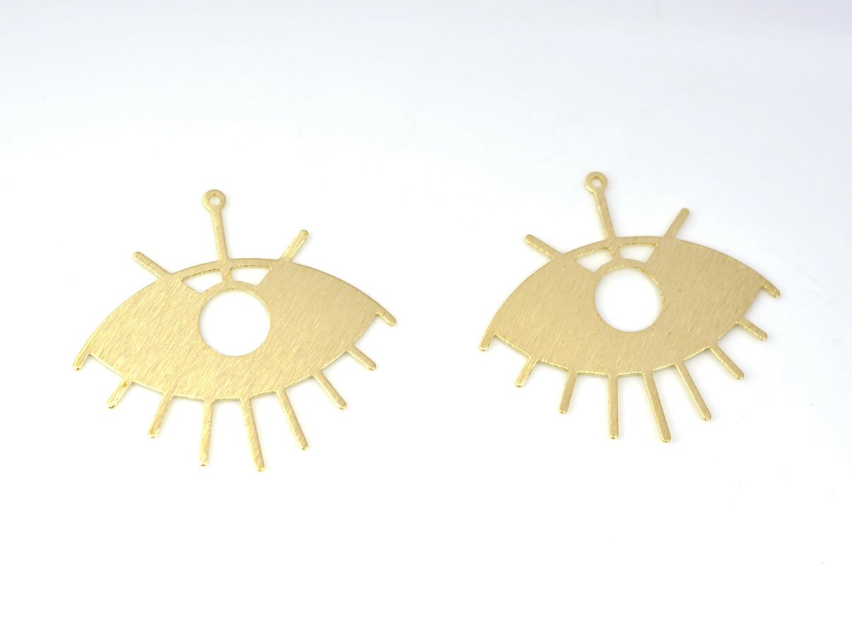 Brass Eye Charms, Raw Brass Textured Eye Pendant, Brass Eye Earring