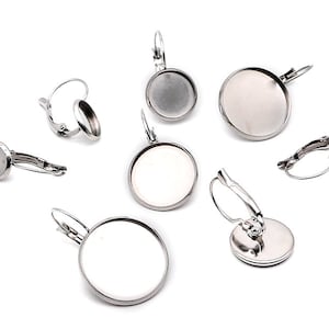 20pcs Stainless Steel French Lever Back Earrings Blanks, Ear Base, French Ear Hooks Findings Supply 8/10/12/14/16/18/20/25mm