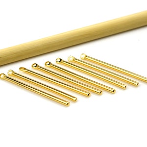 Brass Bar Earring Charms - Brass Bar Drop Earring Pendant - 24K Real Gold Plating Brass Jewelry Findings 2x40mm
